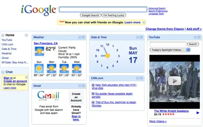 iGoogle screen